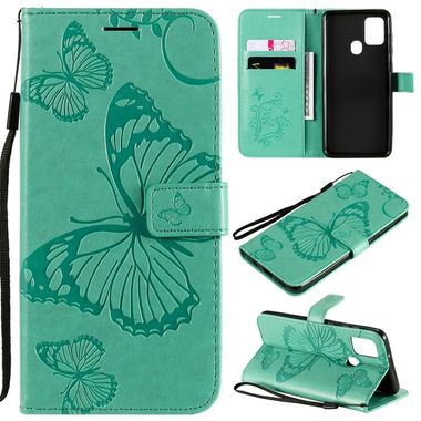 Peňaženkové 3D puzdro na Samsung Galaxy A21s - Zelený motýľ