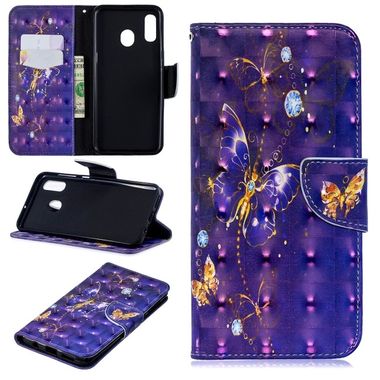 Peňaženkové 3D puzdro na Samsung Galaxy A30 - Purple Butterfly