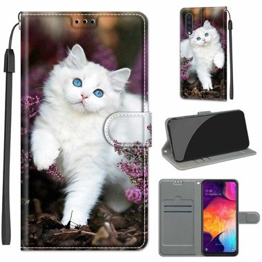 Peňaženkové 3D puzdro na Samsung Galaxy A50 –Big White Cat
