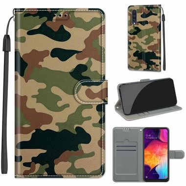 Peňaženkové 3D puzdro na Samsung Galaxy A50 – Camouflage