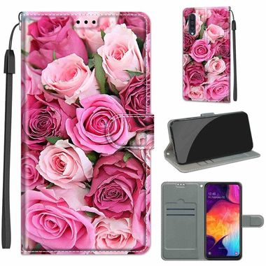 Peňaženkové 3D puzdro na Samsung Galaxy A50 – Leaf Pink Rose