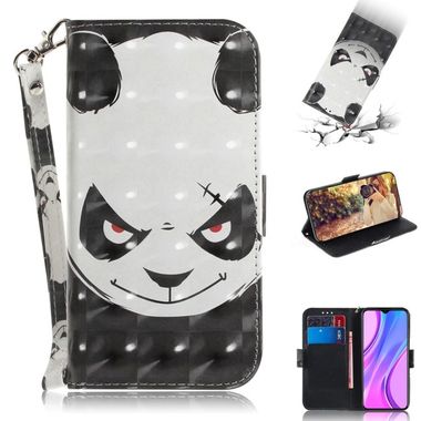 Peňaženkové 3D puzdro na Xiaomi Redmi 9 - Angry Bear