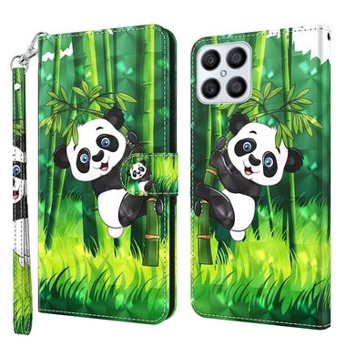 Peňaženkové 3D puzdro PAINTING na Honor X8 4G – Panda a bambus