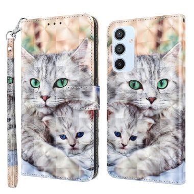 Peňaženkové 3D puzdro PAINTED na Samsung Galaxy A54 5G – Dve milujúce mačky