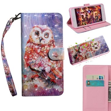 Peňaženkové 3D puzdro PAINTED na Samsung Galaxy S22 Plus 5G - Color Owl