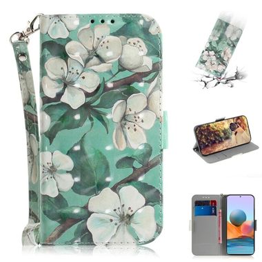 Peňaženkové 3D puzdro PAINTED na Xiaomi Redmi Note 10 Pro - Watercolor Flowers
