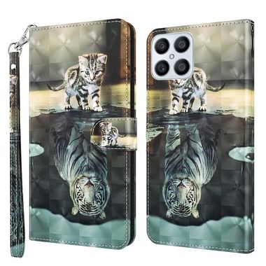 Peňaženkové 3D puzdro PAINTING na Honor X8 4G – Mačka a tiger