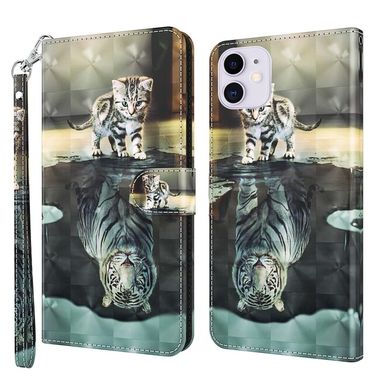 Peňaženkové 3D puzdro PAINTING na iPhone 13 Pro Max - Cat Tiger