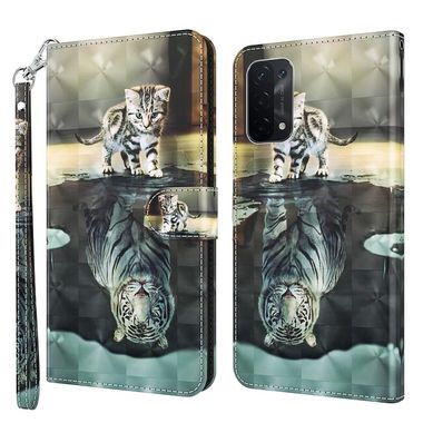 Peňaženkové 3D puzdro PAINTING na Oppo A54 5G - Cat Tiger