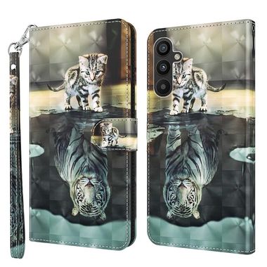 Peňaženkové 3D puzdro PAINTING na Samsung Galaxy A34 5G - Mačka a tiger