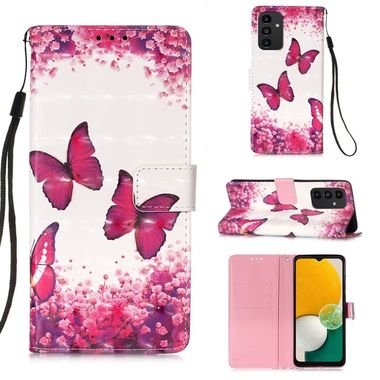 Peňaženkové 3D puzdro PAINTING na Samsung Galaxy A34 5G - Ružový motýľ