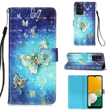 Peňaženkové 3D puzdro PAINTING na Samsung Galaxy A34 5G - Zlatý motýľ