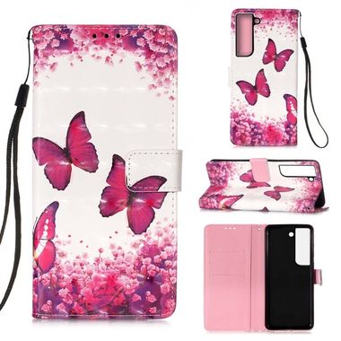 Peňaženkové 3D puzdro PAINTING na Samsung Galaxy S22 Plus 5G - Red Butterfly