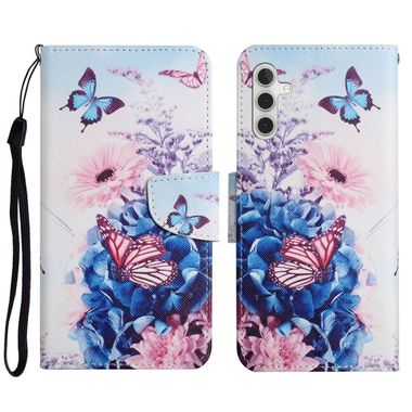 Peňaženkové 3D puzdro PATTERN na Samsung Galaxy A54 5G – Fialový motýľ