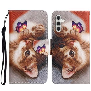 Peňaženkové 3D puzdro PATTERN na Samsung Galaxy A54 5G – Motýľ a mačka