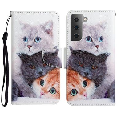 Peňaženkové 3D puzdro PATTERN na Samsung Galaxy S23 5G – 3 mačky