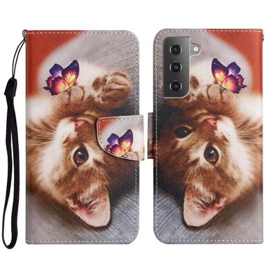 Peňaženkové 3D puzdro PATTERN na Samsung Galaxy S23 5G – Motýľ a mačka
