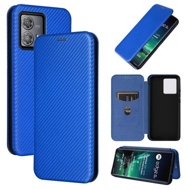 Peňaženkové Carbon puzdro na Motorola Edge 40 Neo - Modrá
