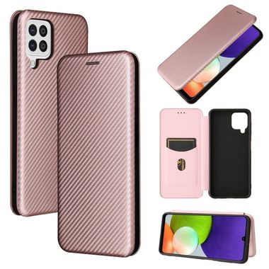 Peňaženkové Carbon puzdro na Samsung Galaxy A22 4G - Ružová