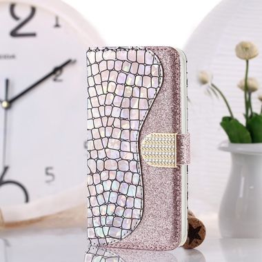 Peňaženkové Glitter puzdro na Samsung Galaxy A5 (2018) - Strieborný