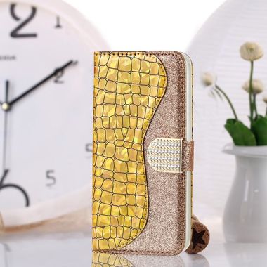 Peňaženkové Glitter puzdro na Samsung Galaxy A5 (2018) - Zlatý