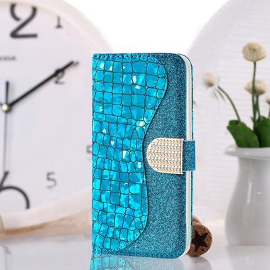 Peňaženkové Glitter puzdro na Samsung Galaxy M51 - Modrá