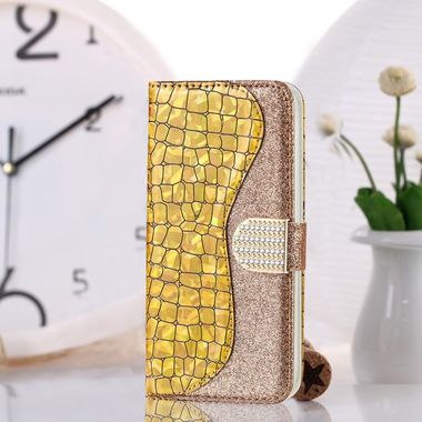 Peňaženkové Glitter puzdro na Samsung Galaxy M51 - Zlatá
