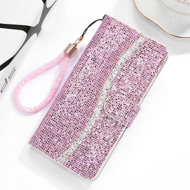 Peňaženkové Glitter puzdro na Xiaomi Redmi Note 8T - Ružová