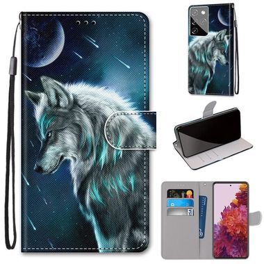 Peňaženkové kožené DRAWING puzdro na Samsung Galaxy S21 Ultra 5G - Pensive Wolf