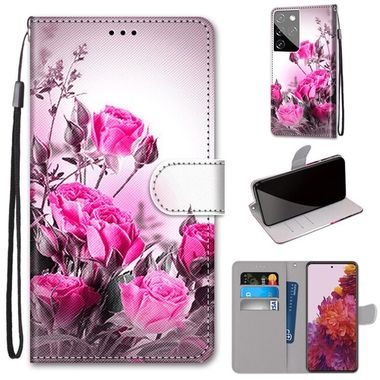 Peňaženkové kožené DRAWING puzdro na Samsung Galaxy S21 Ultra 5G - Wild Rose