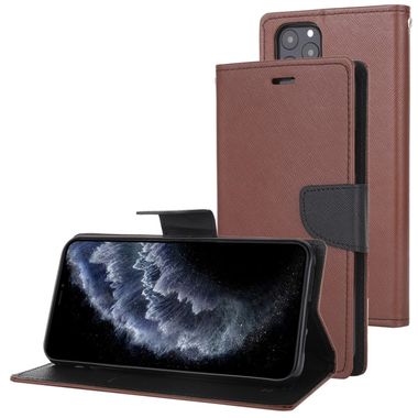 Peňaženkové kožené pouzdro na iPhone 11 Pro Max - Brown