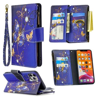 Peňaženkové kožené pouzdro na iPhone 11 Pro Max Retro - Purple Butterfly