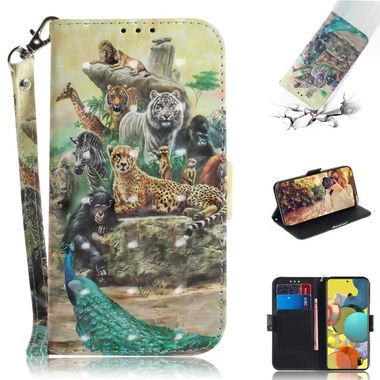 Peňaženkové kožené puzdro 3D na Samsung Galaxy A51 5G - Zoo