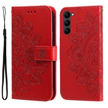 Peňaženkové kožené puzdro 7-PETAL na Samsung Galaxy S23 5G – Červená