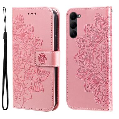 Peňaženkové kožené puzdro 7-PETAL na Samsung Galaxy S23 Plus 5G – Ružovozlatá