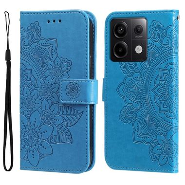 Peňaženkové kožené puzdro 7-petals na Xiaomi Redmi Note 13 Pro - Modrá