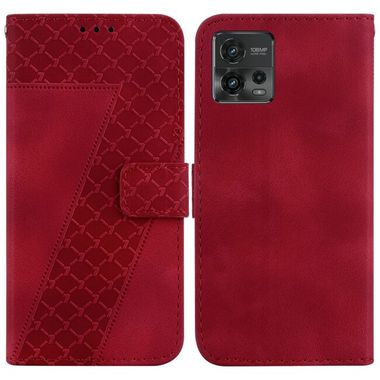 Peňaženkové kožené puzdro 7-shaped na Motorola Moto G72 - Červená