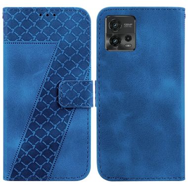 Peňaženkové kožené puzdro 7-shaped na Motorola Moto G72 - Modrá