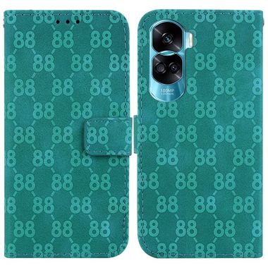 Peňaženkové kožené puzdro 8-shaped na Honor 90 Lite - Zelená