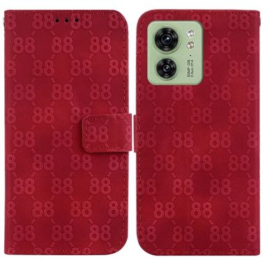 Peňaženkové kožené puzdro 8-shaped na Motorola Edge 40 - Červená