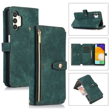 Peňaženkové kožené puzdro 9-CARD na Samsung Galaxy A04s – Zelená