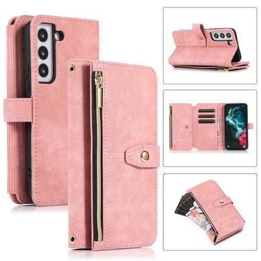 Peňaženkové kožené puzdro 9-CARD na Samsung Galaxy S23 Plus 5G – Ružová