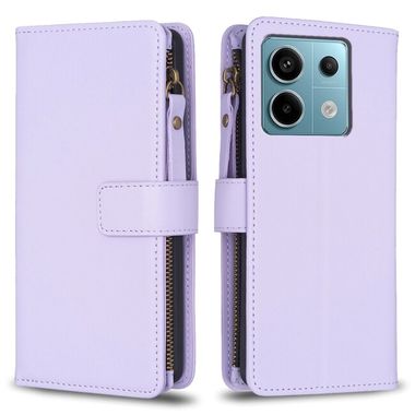 Peňaženkové kožené puzdro 9 Slots na Xiaomi Redmi Note 13 Pro 4G - Svetlo fialová