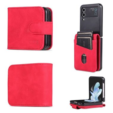 Peňaženkové kožené puzdro AZNS Calf na Samsung Galaxy Z Flip4 - Červená