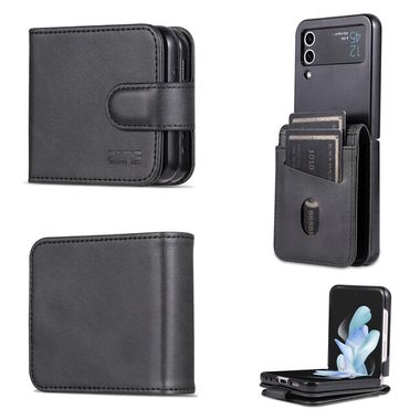 Peňaženkové kožené puzdro AZNS Calf na Samsung Galaxy Z Flip4 - Čierna