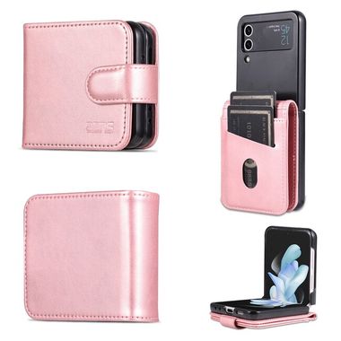 Peňaženkové kožené puzdro AZNS Calf na Samsung Galaxy Z Flip4 - Ružová