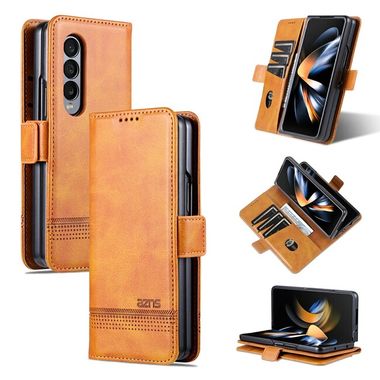 Peňaženkové kožené puzdro AZNS Calf na Samsung Galaxy Z Fold4 - Svetlohnedá