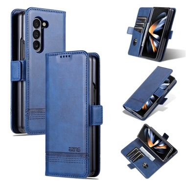 Peňaženkové kožené puzdro AZNS Calf na Samsung Galaxy Z Fold5 - Modrá