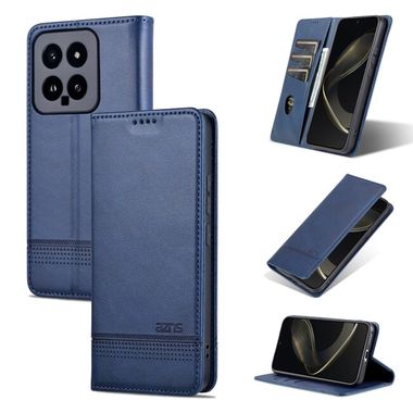 Peňaženkové kožené puzdro AZNS Calf na Xiaomi 14 - Modrá