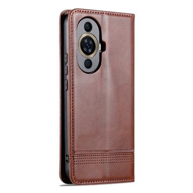 Peňaženkové kožené puzdro AZNS Magnetic na Huawei Nova 11 – Tmavo hnedá